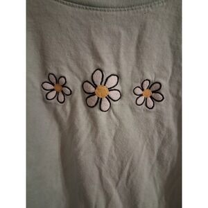 Vintage Y2K Hollister Baby‎ Tee Embroidered Daisy EUC XS Mint Aqua